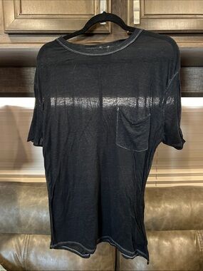 Free People Black Short Sleeve Pocket Tee